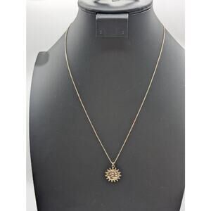 Vtg Dyadema 925 Italy Sterling Vermeil Sun Moon Pendant Box Pull Chain Necklace